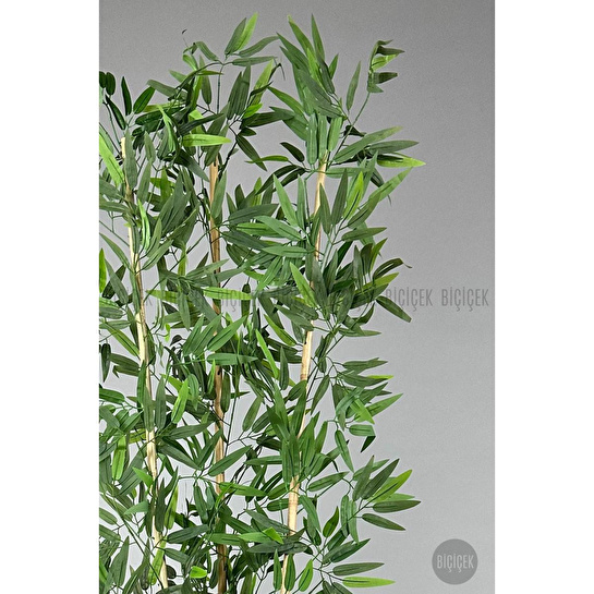 Biçiçek Yapay Bambu Ağacı 140cm Hasır Saksıda Siyah-bronz