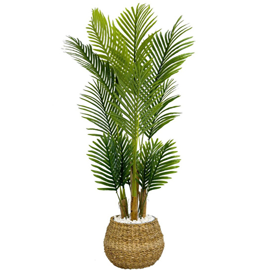 Biçiçek Areka Palmiyesi 130cm Geoit Hasır Saksıda
