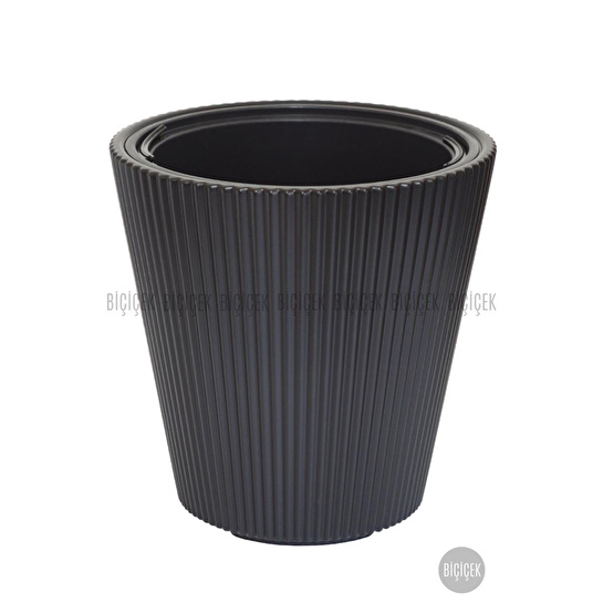 Biçiçek Luna Saksı 37 Cm Ve İç Kova Dahil Siyah