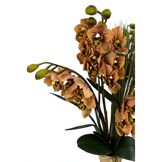 Biçiçek Luxury Leopar Singapur Orkide 120 Cm Hasır Bohem Vazoda