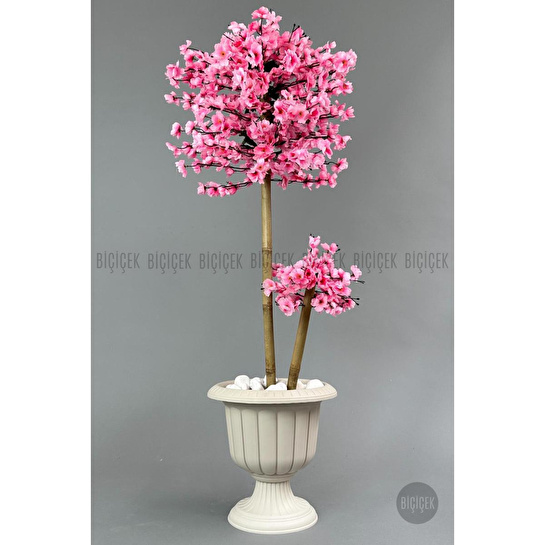 Biçiçek Yapay Ağaç Doğal Bambu Gövdeli Japon Ağacı Pembe Bahar Dalı Ağacı 125cm