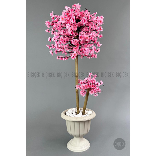 Biçiçek Yapay Ağaç Doğal Bambu Gövdeli Japon Ağacı Pembe Bahar Dalı Ağacı 125cm