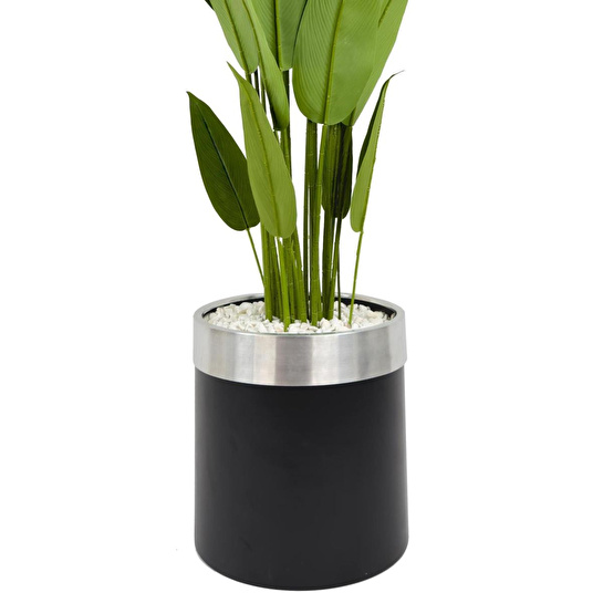 Biçiçek Starliçe 220cm Metal Siyah Gümüş Saksıda