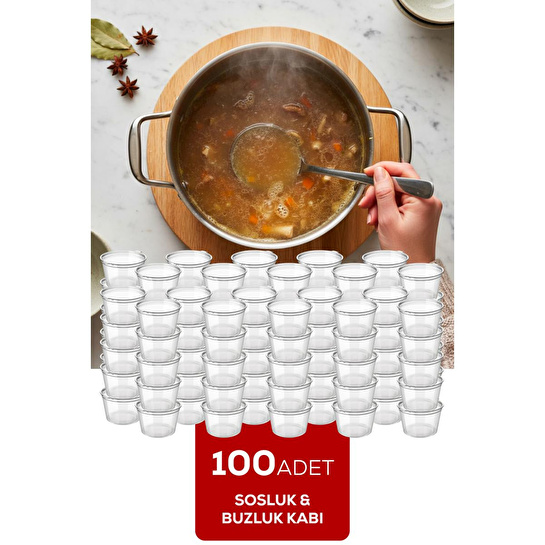 Vienev 100'lü Dondurucuya Uygun Saklama Kabı – 80 Ml İlik, Tavuk Suyu, Sos Ve İlaç Saklama Kabı
