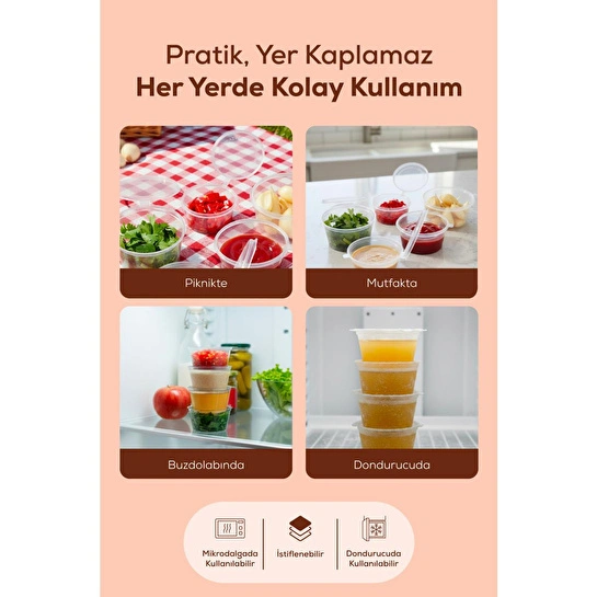 Vienev 100'lü Dondurucuya Uygun Saklama Kabı – 60 Ml İlik, Tavuk Suyu, Sos Ve İlaç Saklama Kabı