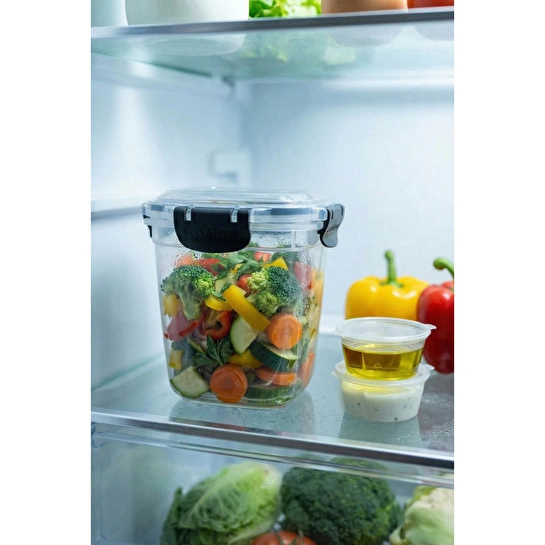 Vienev Kilitli Kapak 1075ml Yemek Saklama Kabı - 2 Sosluk Ve Kaşık Setli Pratik Öğün Kabı