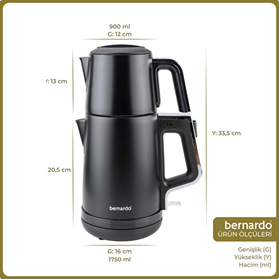 Bernardo Riva Çelik Çay Makinesi Siyah