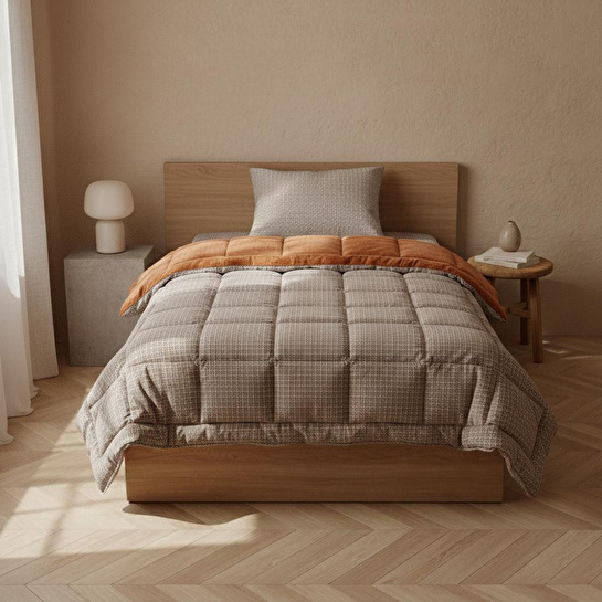 Othello Tek Kişilik Çift Taraflı Welsoft Comforter Yorgan Seti Orange 155x215 Cm - Dormio Soft Trigo Serisi