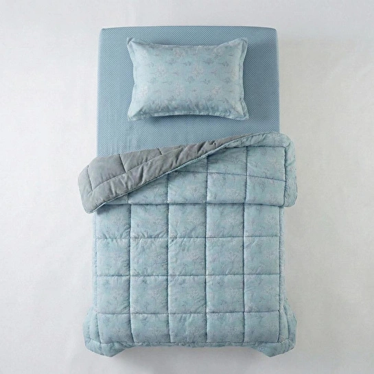 Othello Tek Kişilik Çift Taraflı Welsoft Comforter Yorgan Seti Mavi 155x215 Cm - Dormio Soft Bloom Serisi