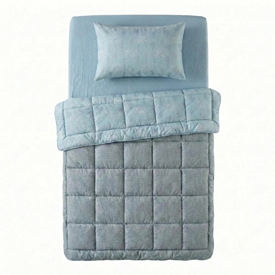 Othello Tek Kişilik Çift Taraflı Welsoft Comforter Yorgan Seti Mavi 155x215 Cm - Dormio Soft Bloom Serisi