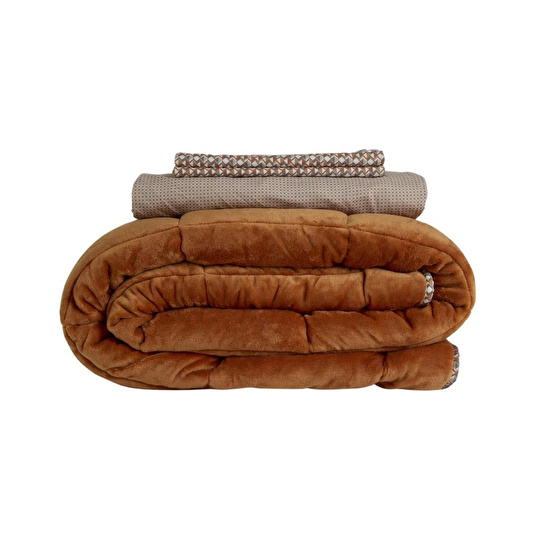 Othello Çift Kişilik Çift Taraflı Welsoft Comforter Yorgan Seti Orange 195x215 Cm - Dormio Soft Trigo Serisi