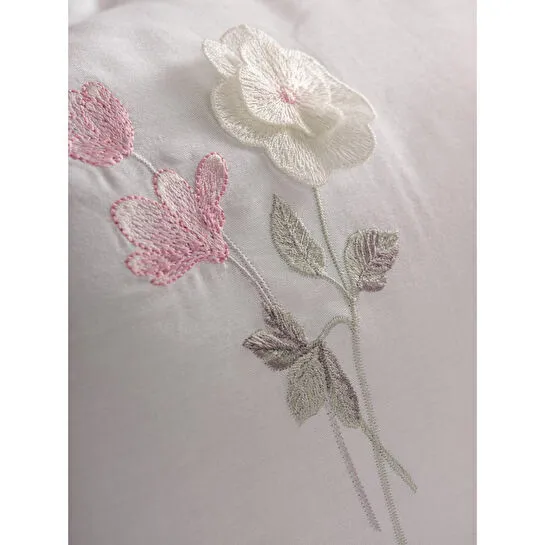 Cotton Box 3d Nakışlı Saten Çift Kişilik Nevresim Takımı Jolie Pembe