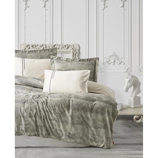 Cotton Box Elite Saten Çift Kişilik Nevresim Takımı Sendero Haki