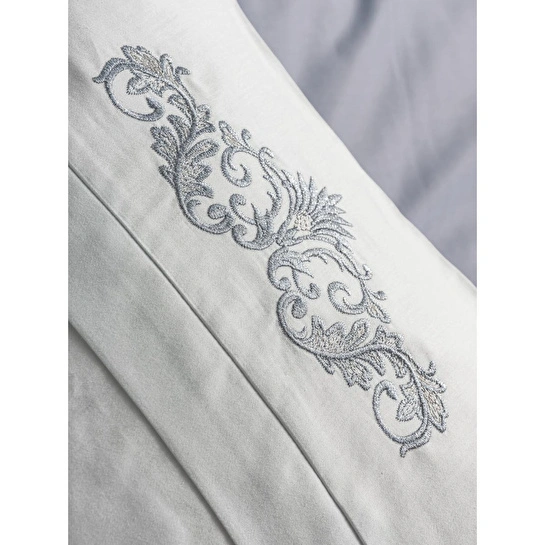 Cotton Box Nakışlı Saten Çift Kişilik Nevresim Takımı Biana Gri