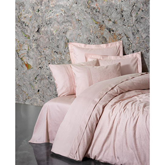 Cotton Box Jakarlı Saten Çift Kişilik Nevresim Takımı Jana Pudra