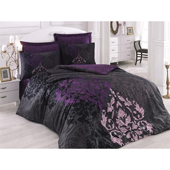 Cotton Box Saten Çift Kişilik Nevresim Takımı Kösem Sultan Mürdüm