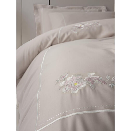 Cotton Box Nakışlı Saten Çift Kişilik Nevresim Takımı Alameda Lila