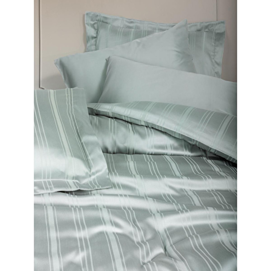 Cotton Box Smart Bambu Saten Çift Kişilik Nevresim Takımı Stripe Mint