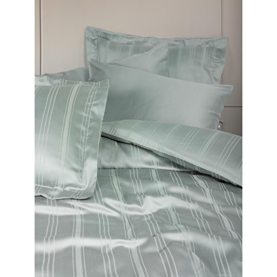 Cotton Box Smart Bambu Saten Çift Kişilik Nevresim Takımı Stripe Mint