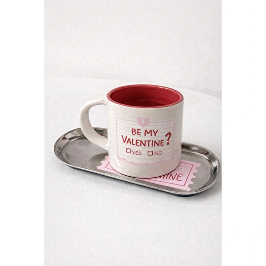 Beige & Stone Be My Valentine Kulplu Seramik Kupa 235 Ml - Sevgililer Günü Hediyesi
