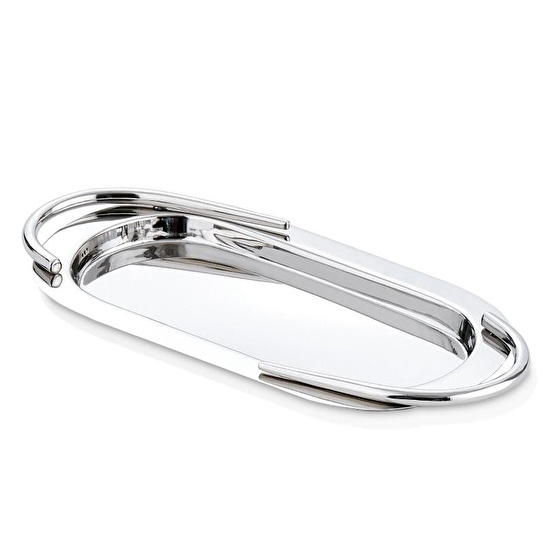 Cornella Basic Elips Sunum Tepsisi Silver Küçük En:14 Cm X Boy:31 Cm