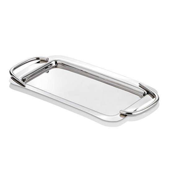 Cornella Basic Dikdörtgen Sunum Tepsisi Silver Büyük En:24 Cm X Boy:43 Cm X Tümü:49 Cm