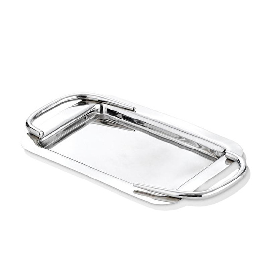 Cornella Basic Dikdörtgen Sunum Tepsisi Silver Küçük En:21 Cm X Boy:31 Cm X Tümü:38 Cm