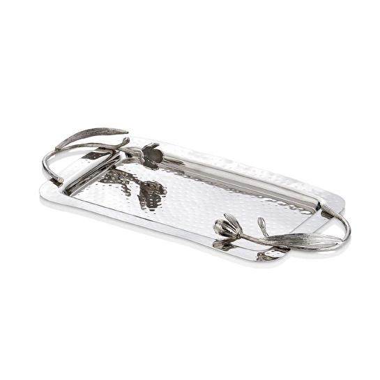 Cornella Floral Dekoratif Tepsi Silver Küçük En:21 Cm X Boy:31 Cm X Tüm:43 Cm