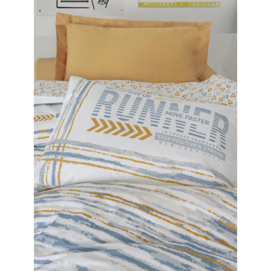 Cotton Box Genç Odası Tek Kişilik Lastikli Çarşaflı Nevresim Takımı Dashon Sarı