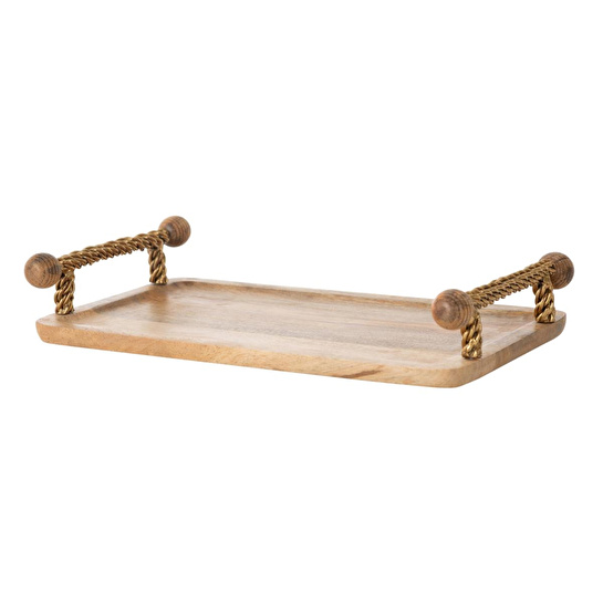 Mudo Home Wooden Dekorati̇f Tepsi̇ 35x20 Cm