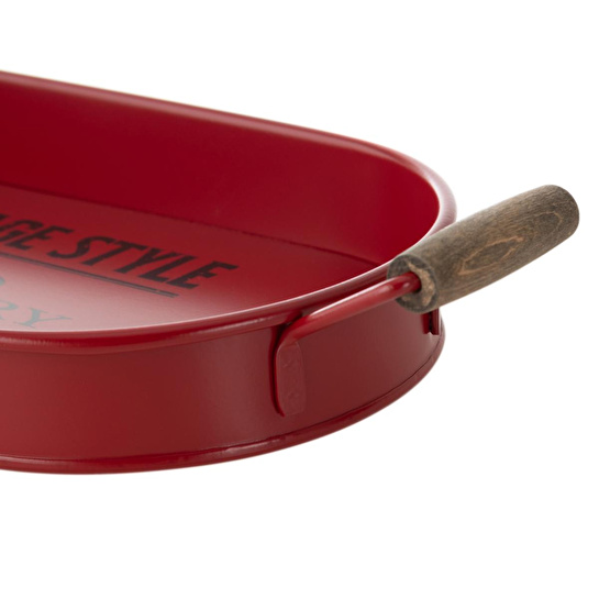 Mudo Home Dublin Oval Tepsi̇ Kirmizi 44x22 Cm