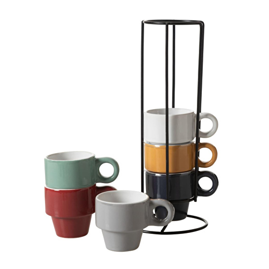 Mudo Home Multicolor Seramik Espresso Fi̇ncani 6 Li