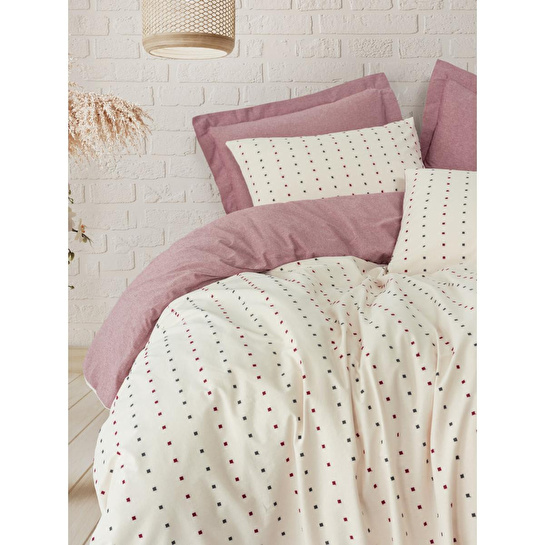 Cotton Box Loopra Çift Kişilik Nevresim Takımı Veyra Bordo
