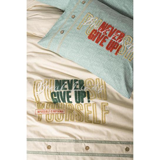 Cotton Box Mood Nakışlı Ranforce Çift Kişilik Nevresim Takımı Forward Bej