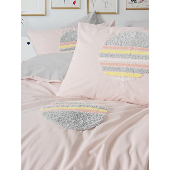 Cotton Box Puff Nakışlı Çift Kişilik Nevresim Takımı Tuft Gri