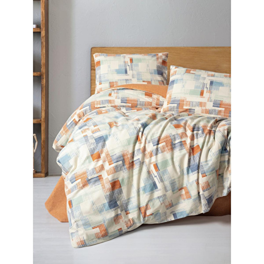 Cotton Box Flanel Çift Kişilik Nevresim Takımı Rina Kiremit