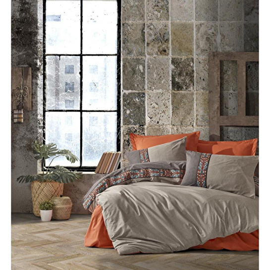 Cotton Box Folk Art Çift Kişilik Nevresim Takımı True Tarçın