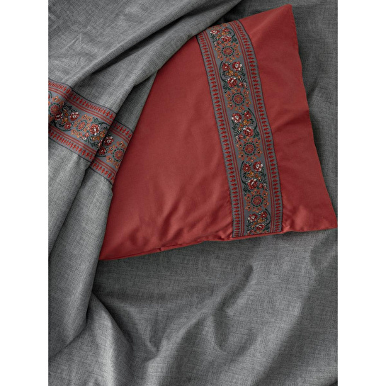 Cotton Box Folk Art Çift Kişilik Nevresim Takımı Felina Bordo