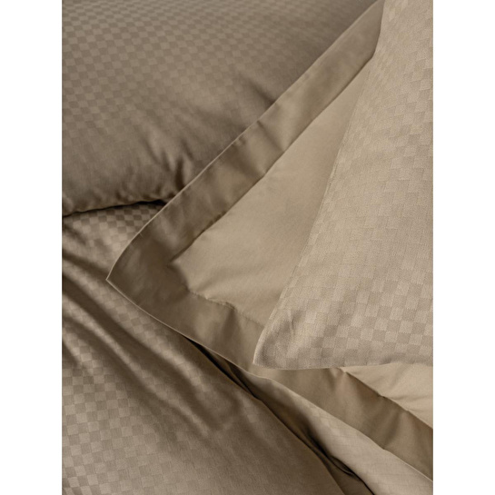 Cotton Box Plaid Ranforce Çift Kişilik Nevresim Takımı Vizon