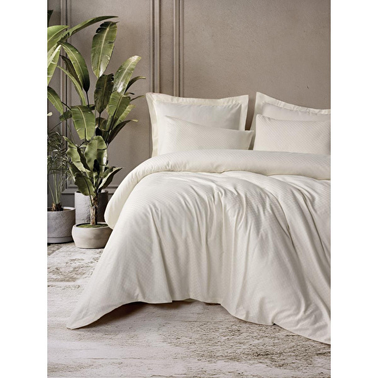 Cotton Box Plaid Ranforce Tek Kişilik Nevresim Takımı Krem