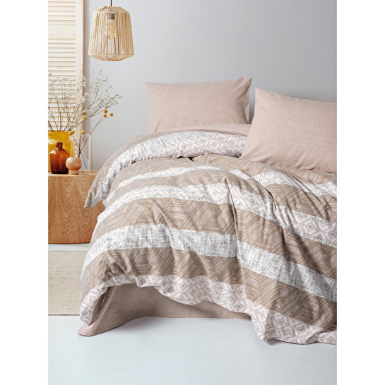 Cotton Box Flanel Çift Kişilik Nevresim Takımı Arrow Krem