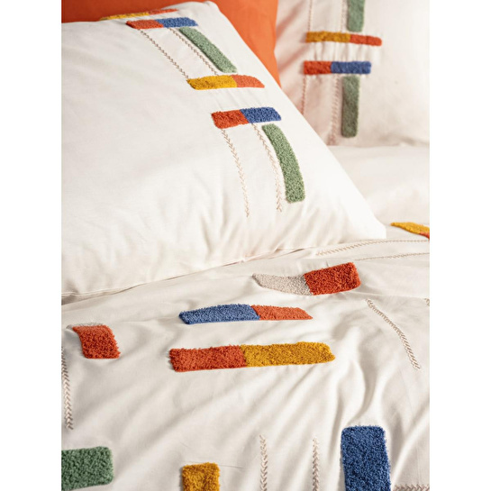 Cotton Box Puff Nakışlı Çift Kişilik Nevresim Takımı Katy Tarçın