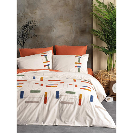 Cotton Box Puff Nakışlı Çift Kişilik Nevresim Takımı Katy Tarçın