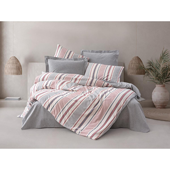 Cotton Box Natureforce İpliği Boyalı Tek Kişilik Nevresim Takımı Duo Mavi