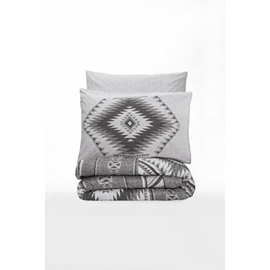 Cotton Box Ethnic Tek Kişilik Nevresim Takımı Delos Antrasit