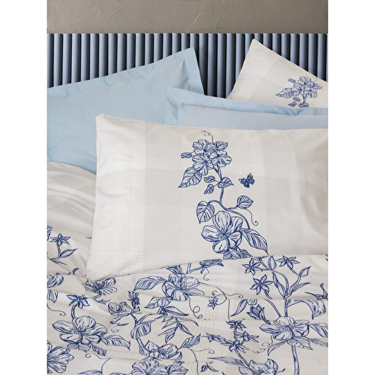 Cotton Box Çift Kişilik Nevresim Takımı Linora Mavi