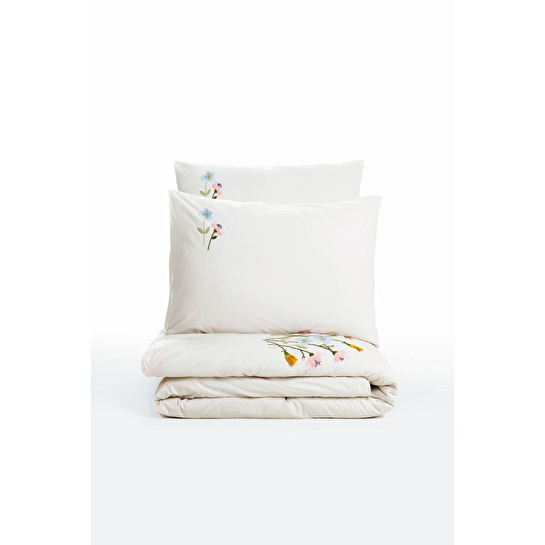 Cotton Box Nakışlı Ranforce Çift Kişilik Nevresim Takımı Delbin Pembe