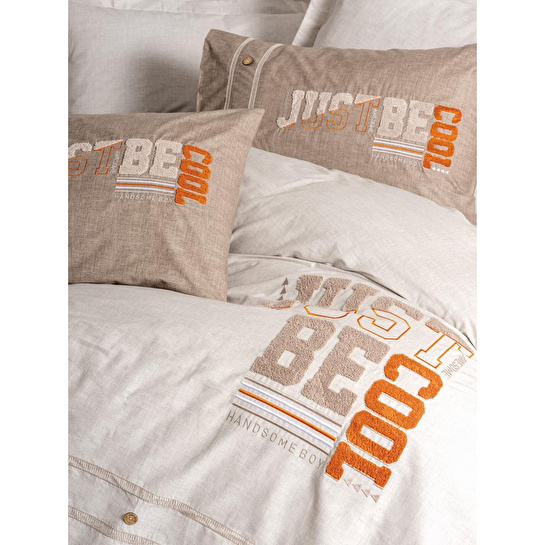 Cotton Box Mood Nakışlı Ranforce Çift Kişilik Nevresim Takımı Cool Kahve