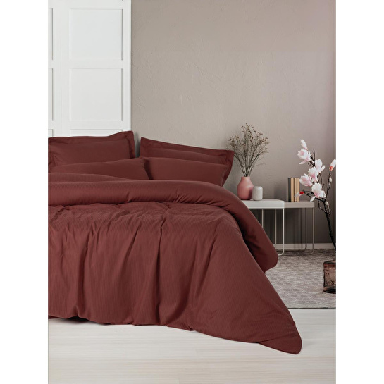 Cotton Box Tensel Craft Çift Kişilik Nevresim Takımı Bordo