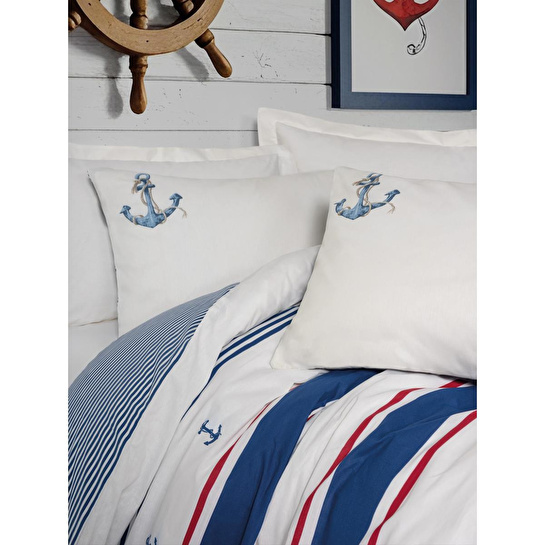 Cotton Box Maritime Çift Kişilik Nevresim Takımı Brine Ekru